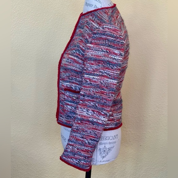 Carolina Herrera Red Tweed Collarless Jacket 
Size 2 EUC! - Picture 3 of 9